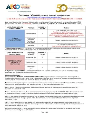 Formulaire de mise en candidature pour l'élection de l'AÉCO 2026