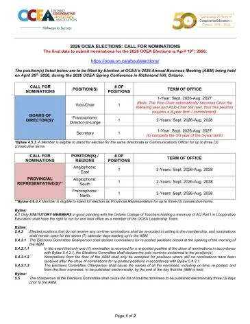 OCEA Election Nomination Form