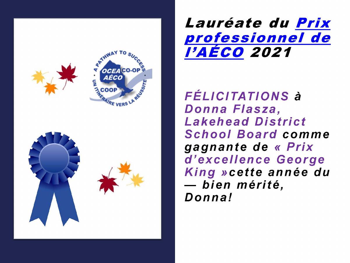 Display Image for Prix d’excellence George King 2021 -- Donna Flasza
